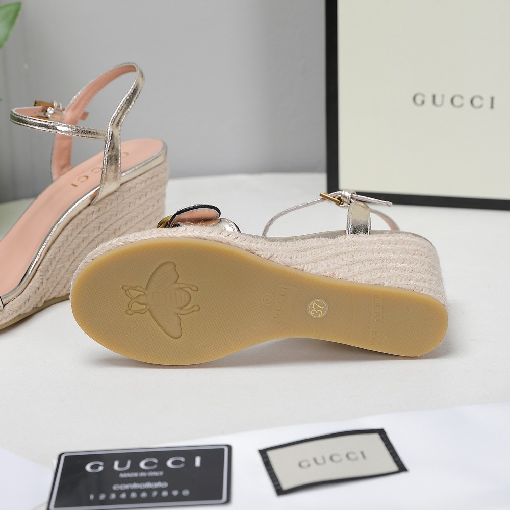 GUCCI wedge platform sandals 8cm heel