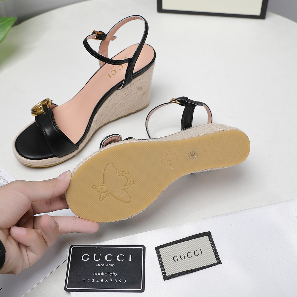 GUCCI wedge platform sandals 8cm heel