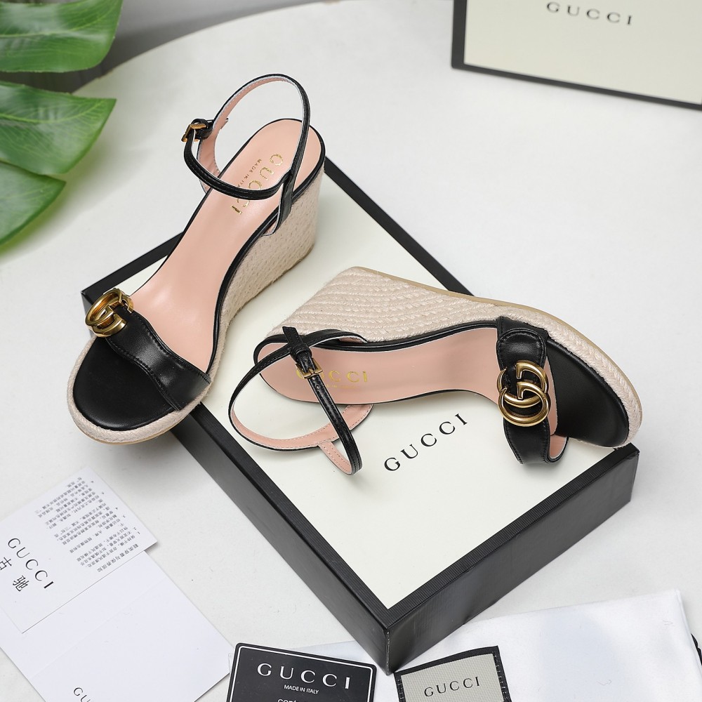 GUCCI wedge platform sandals 8cm heel