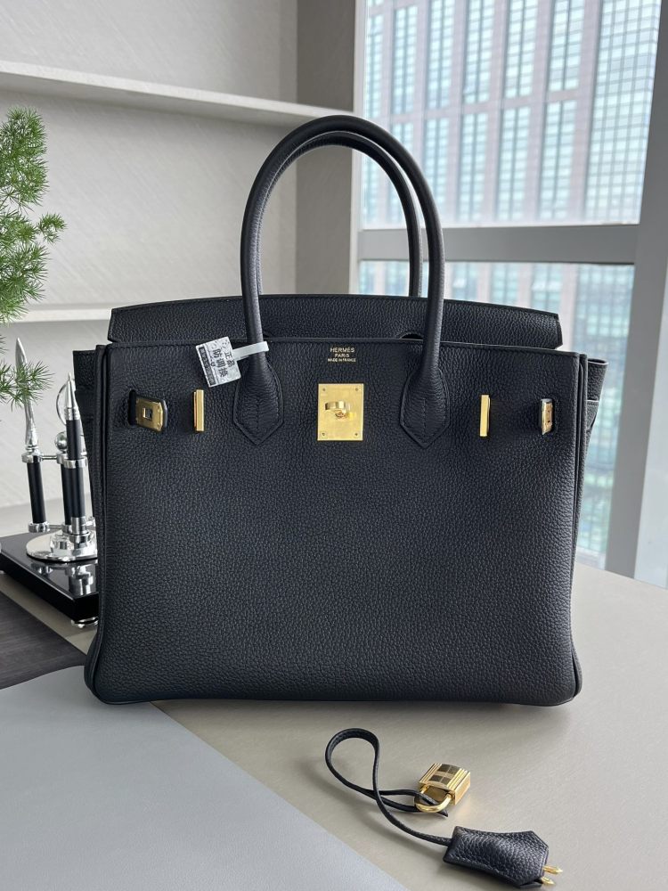 Hermès 𝗯𝗶𝗿𝗸𝗶𝗻 30cm Togo black Full Handmade Mirror Boutique