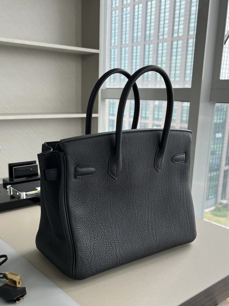Hermès 𝗯𝗶𝗿𝗸𝗶𝗻 30cm Togo black Full Handmade Mirror Boutique