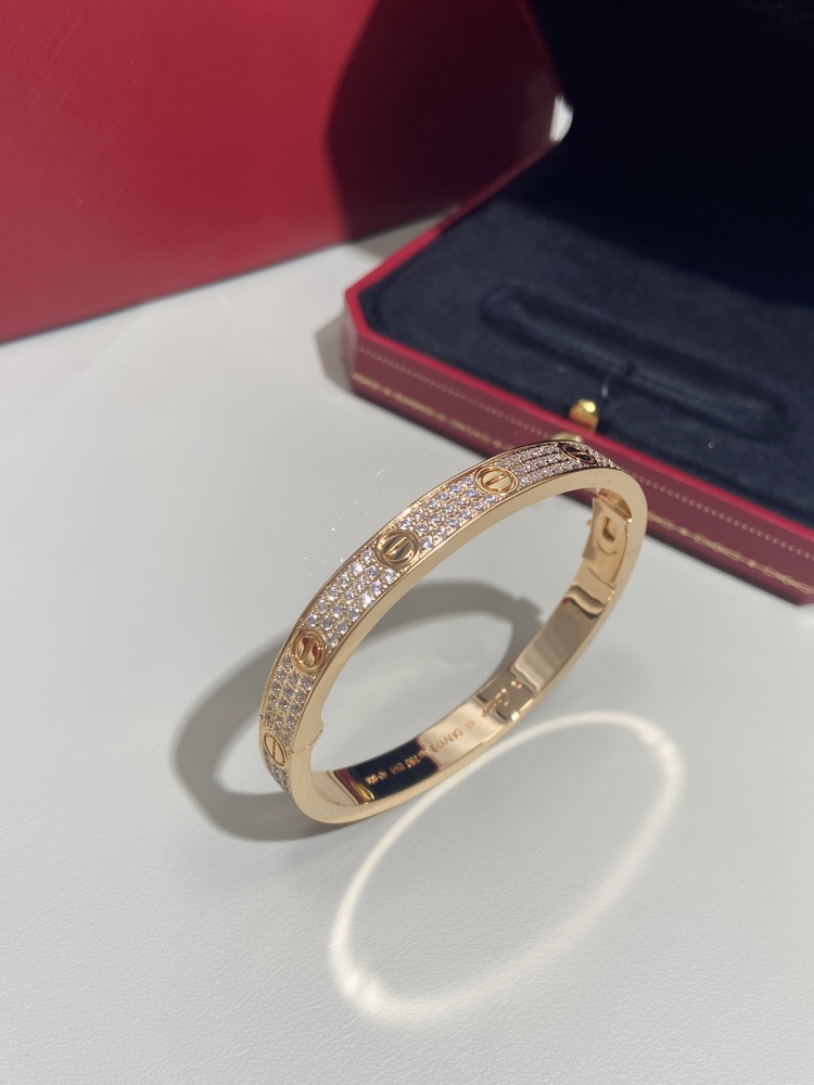 Cartier Classic bracelet wide version new upgrade full diamonds mirror boutique