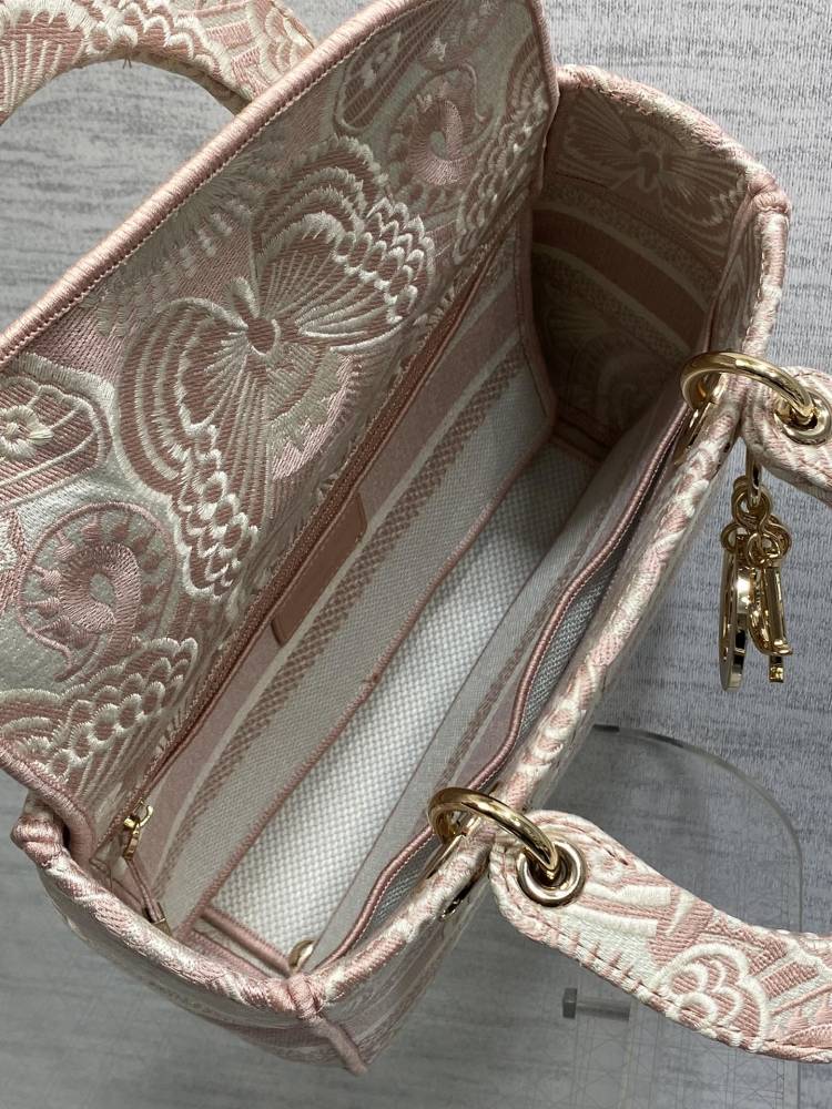 Dior Lady D-Lite embroidery Bag 24cm 44532 Mirror  Boutique