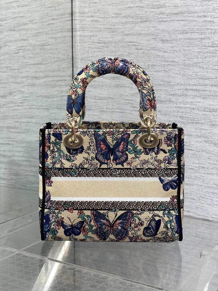 Dior Lady D-Lite embroidery Bag 24cm 44532 Mirror  Boutique