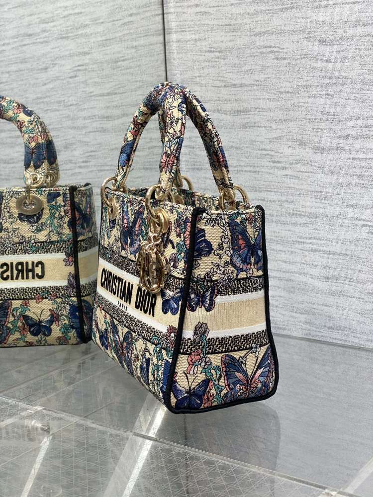Dior Lady D-Lite embroidery Bag 24cm 44532 Mirror  Boutique