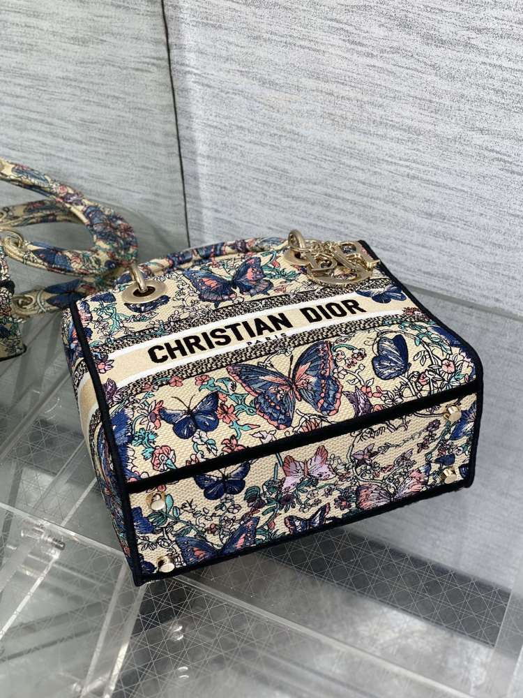 Dior Lady D-Lite embroidery Bag 24cm 44532 Mirror  Boutique