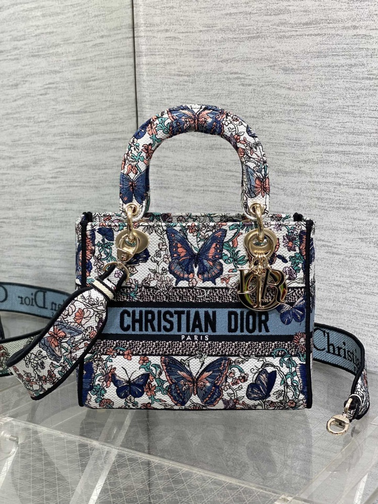 Dior Lady D-Lite embroidery Bag 24cm 44532 Mirror  Boutique