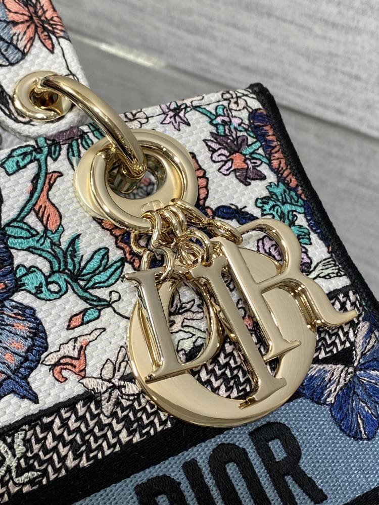 Dior Lady D-Lite embroidery Bag 24cm 44532 Mirror  Boutique
