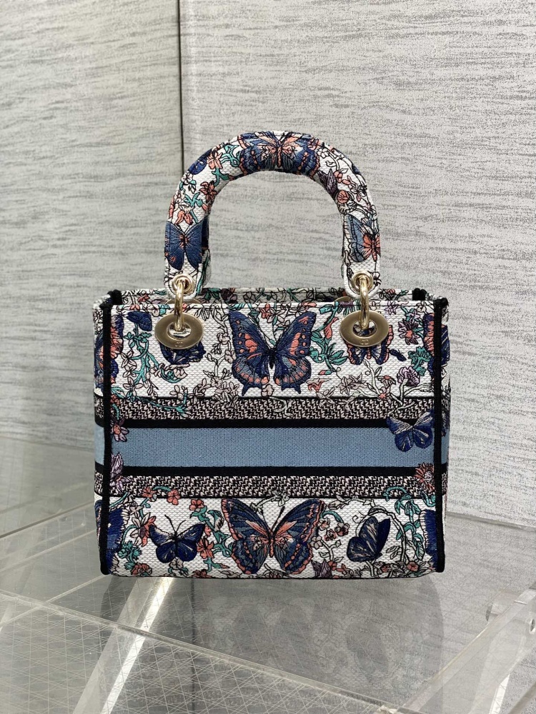 Dior Lady D-Lite embroidery Bag 24cm 44532 Mirror  Boutique