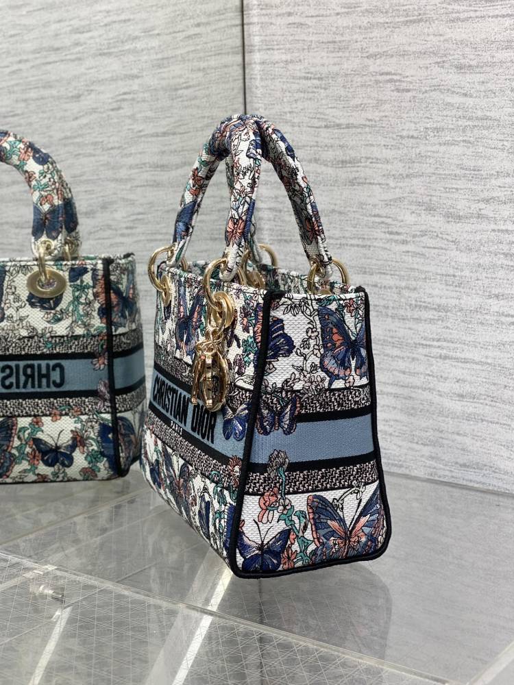 Dior Lady D-Lite embroidery Bag 24cm 44532 Mirror  Boutique