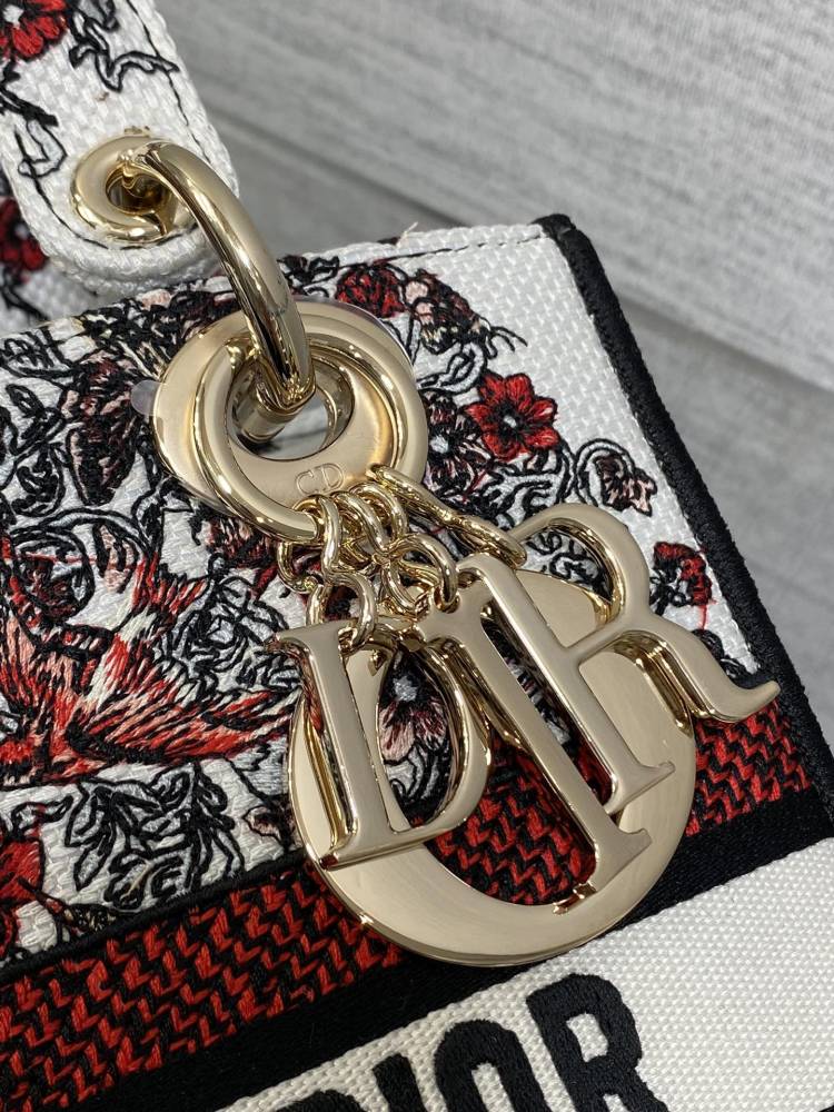 Dior Lady D-Lite embroidery Bag 24cm 44532 Mirror  Boutique