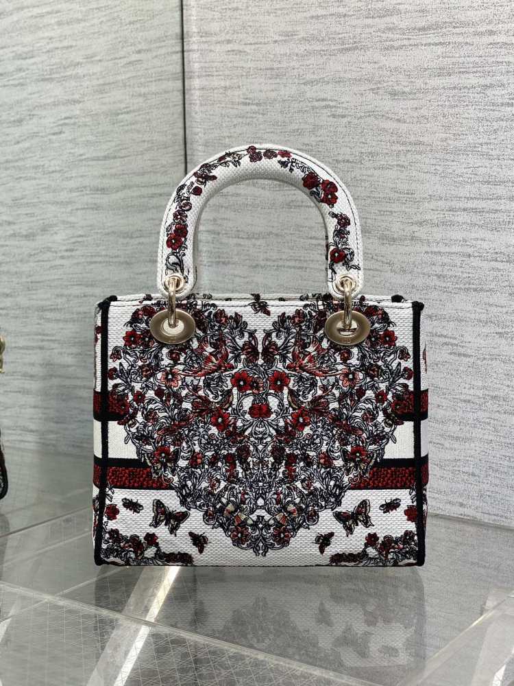 Dior Lady D-Lite embroidery Bag 24cm 44532 Mirror  Boutique