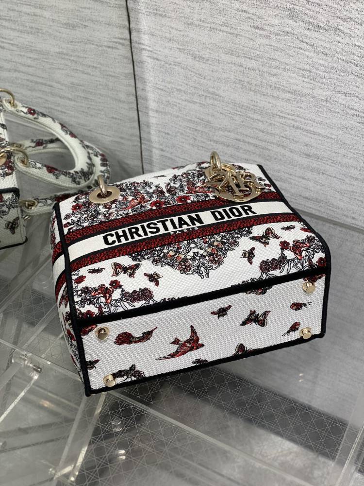 Dior Lady D-Lite embroidery Bag 24cm 44532 Mirror  Boutique