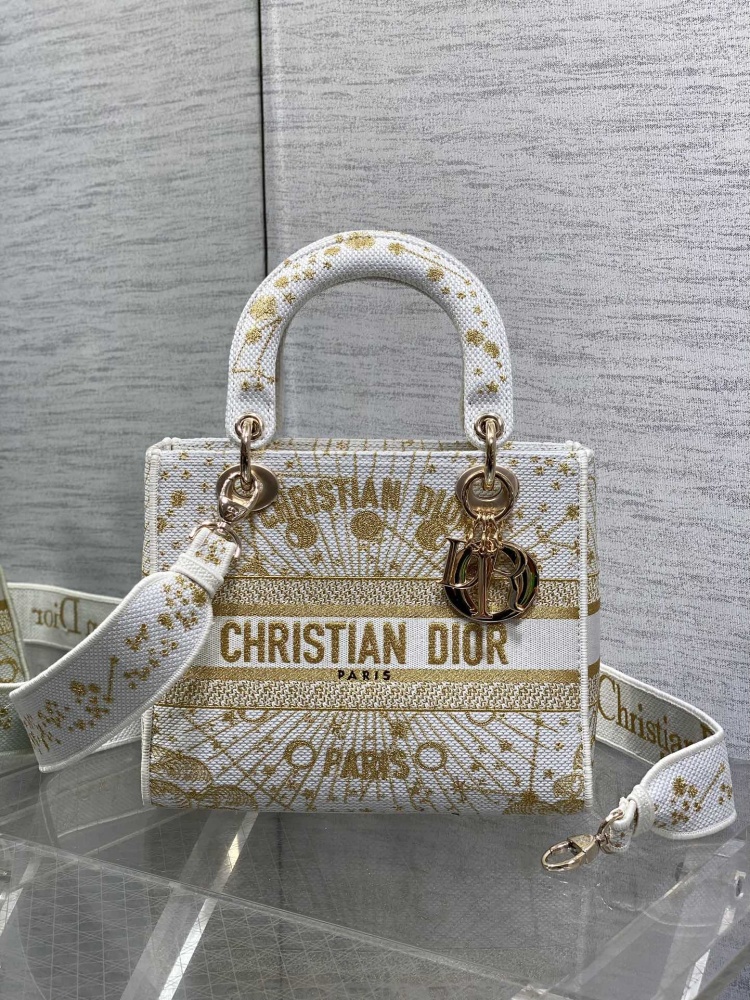 Dior Lady D-Lite embroidery Bag 24cm 44532 Mirror  Boutique