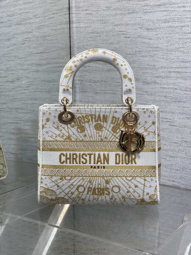 Dior Lady D-Lite embroidery Bag 24cm 44532 Mirror  Boutique