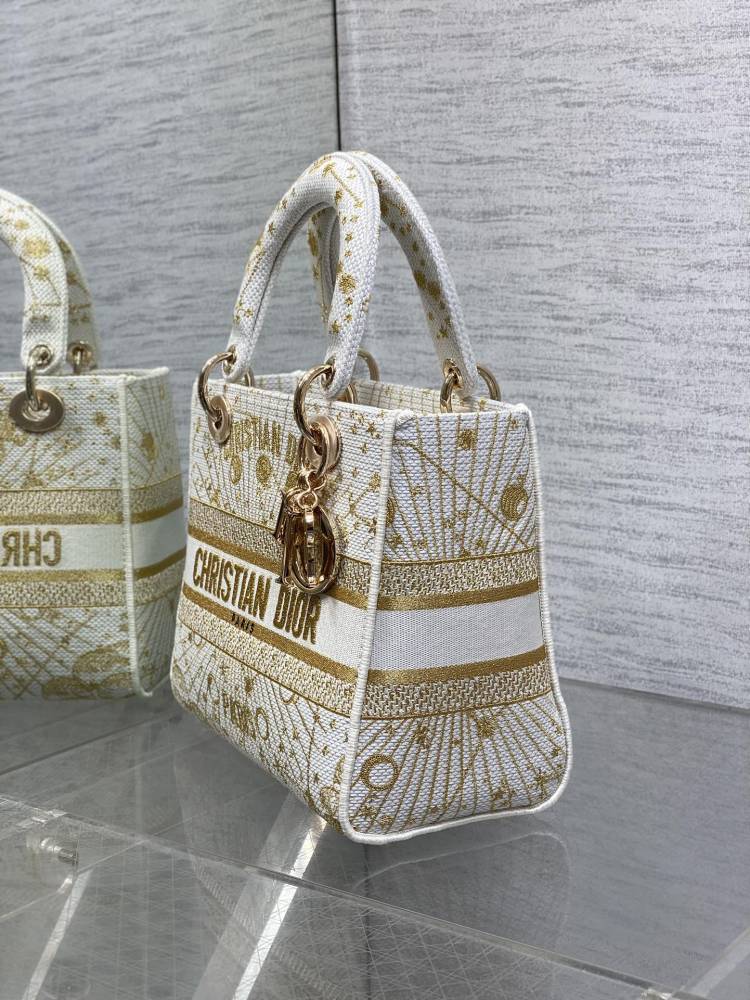 Dior Lady D-Lite embroidery Bag 24cm 44532 Mirror  Boutique