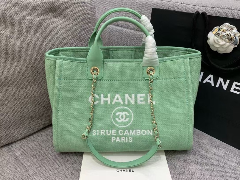 Chanel 22S beach Tote shopping bag  34cm mirror boutique