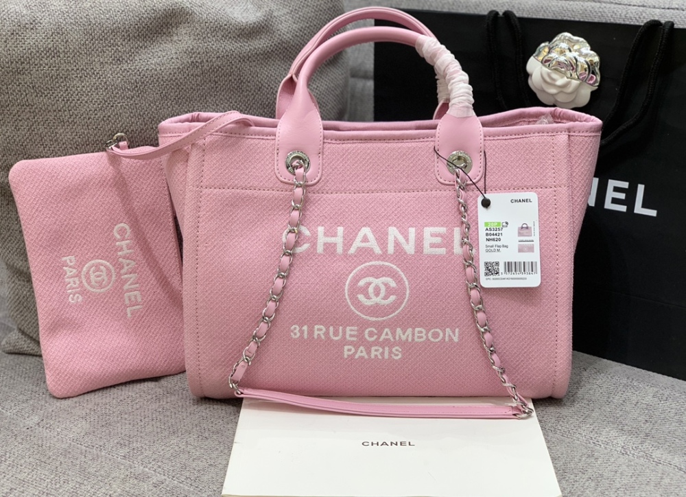 Chanel 22S beach Tote shopping bag  34cm mirror boutique