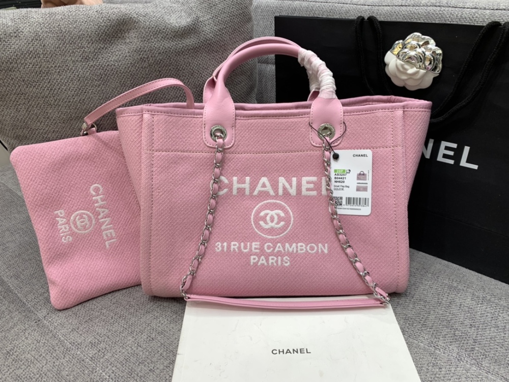 Chanel 22S beach Tote shopping bag  34cm mirror boutique