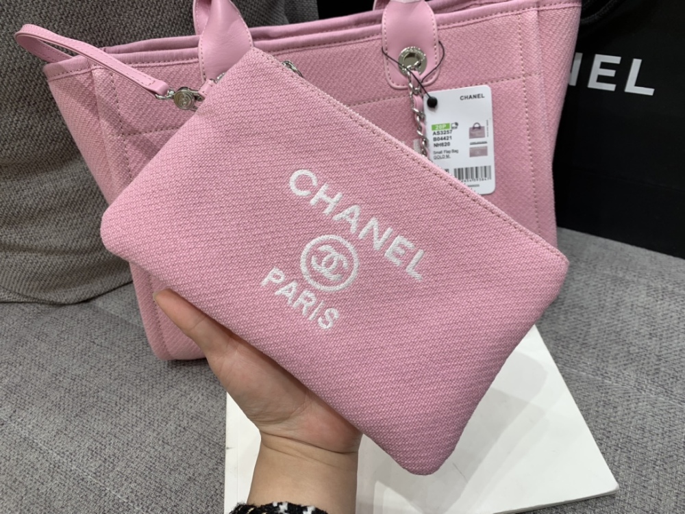 Chanel 22S beach Tote shopping bag  34cm mirror boutique