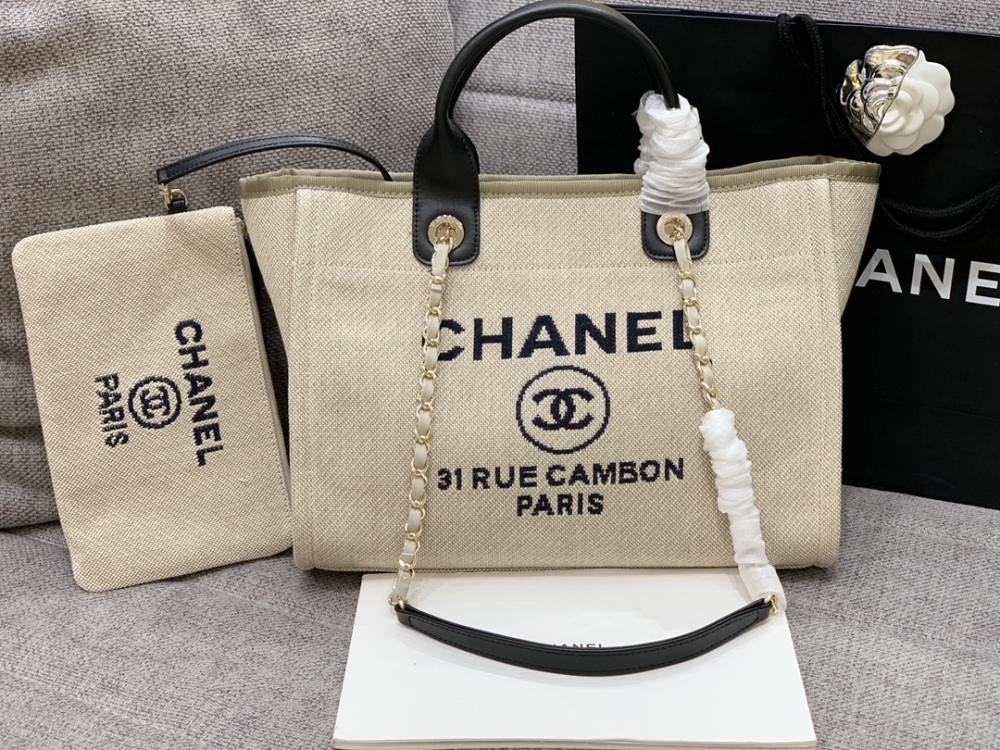 Chanel 22S beach Tote shopping bag  34cm mirror boutique