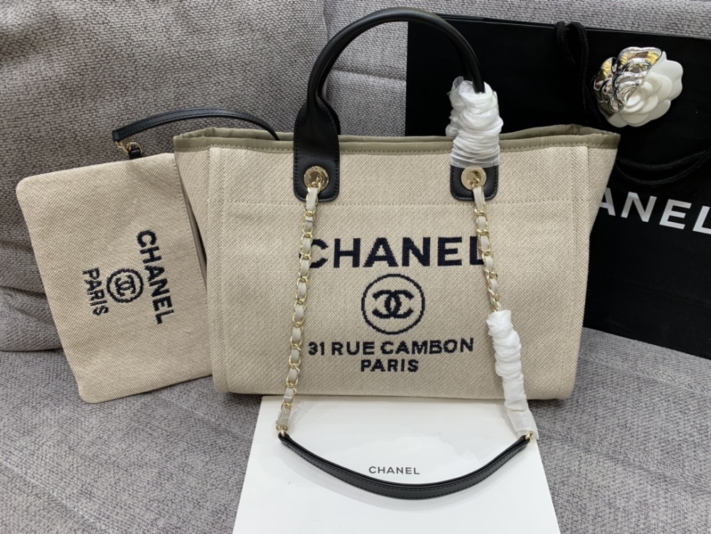 Chanel 22S beach Tote shopping bag  34cm mirror boutique