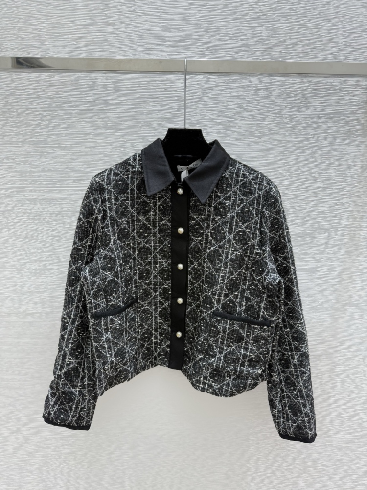 Dior New Early Autumn Contrast Diamond Lapel Chanel Style Cardigan mirror boutique