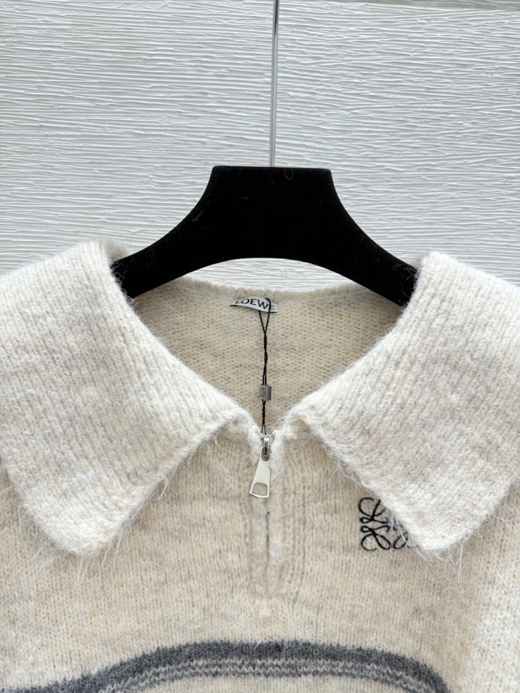 Loewe New for early autumn: contrast striped lapel knitted long sleeves mirror boutique