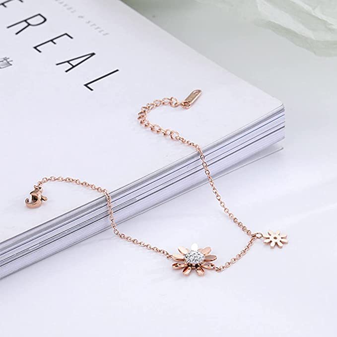 AJIDOU Stainless Steel Anklet Rose Gold Beach Ankle Bracelet Adjustable Chain Foot Jewelry Summer Jewelry