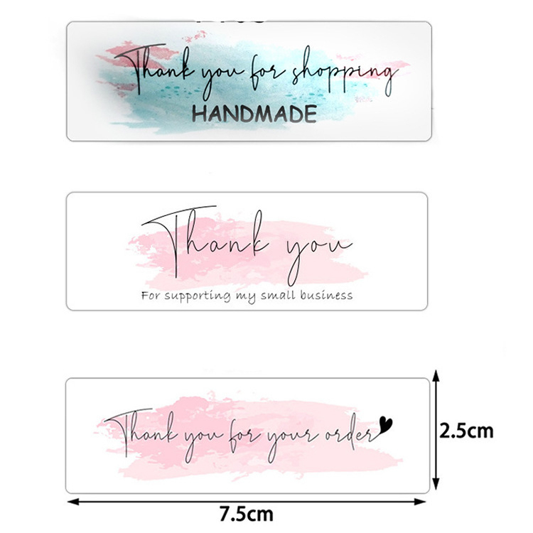 thank you for supporting my small business paper sticker square shape 70*25mm label sticker roll package shopping stickers