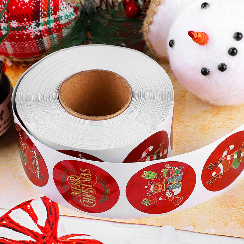 red roll round Christmas sticker