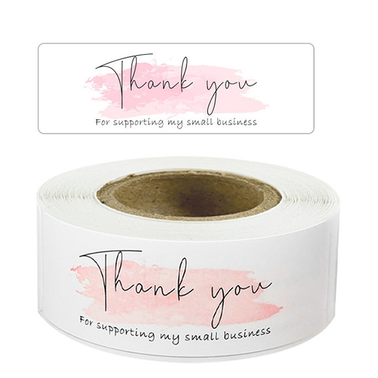 thank you for supporting my small business paper sticker square shape 70*25mm label sticker roll package shopping stickers
