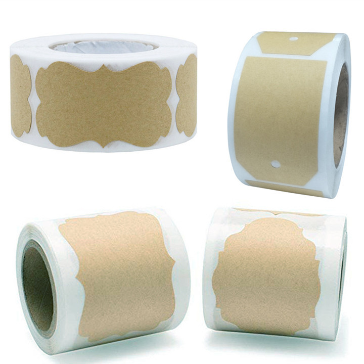 Autocollants en rouleau Kraft brun naturel de style chaud, étiquette décorative pour cadeau, 250 étiquettes par rouleau, étiquette d'article de calendrier