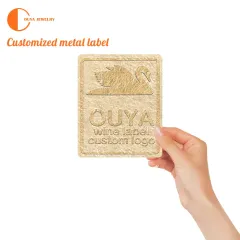OUYA – étiquette autocollante personnalisée pour bouteille de vin, en aluminium/acier inoxydable gaufré de haute qualité