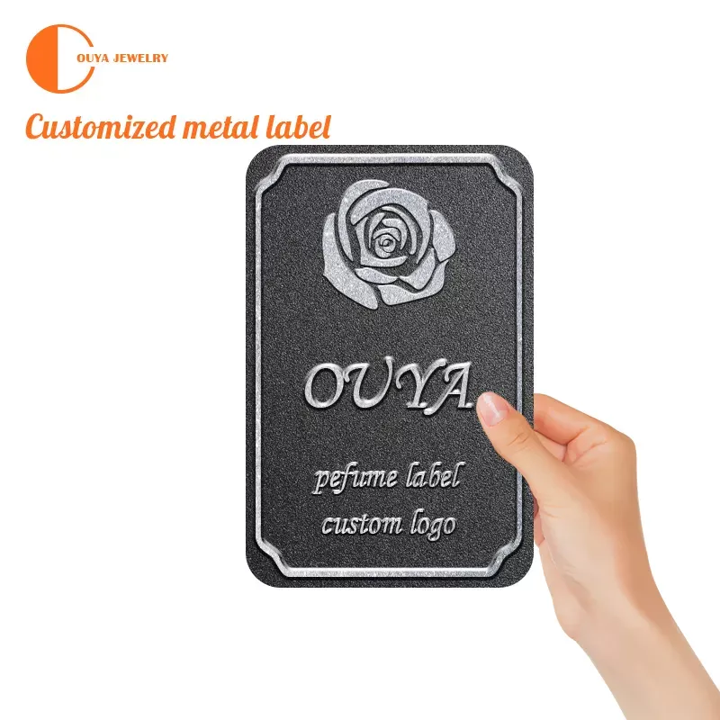 Manufacturers custom packaging metal logo perfume sign trademark metal sticker