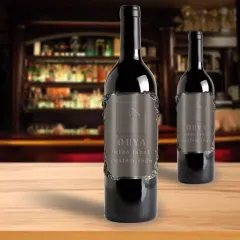 Étiquette autocollante personnalisée pour corps de bouteille de vin en acier inoxydable métallique 3D, étiquette privée