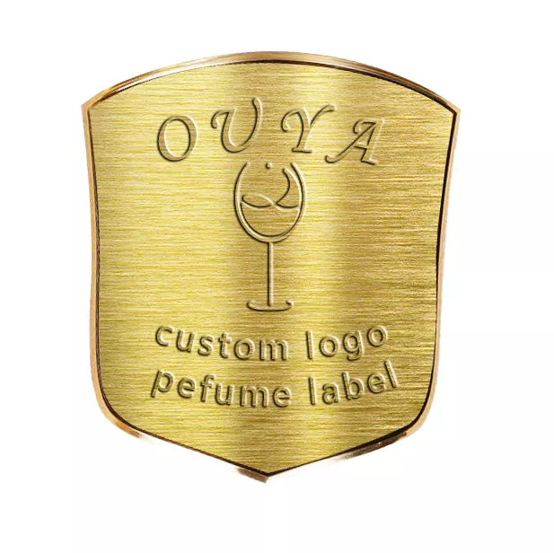 Custom metal label retro gold foil decal bronzing wire drawing process wine bottle body sticker label