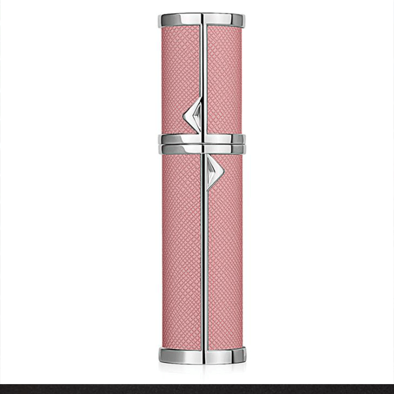 Flacone da viaggio tascabile di alta moda con riempimento dal basso, flacone vuoto da 5 ml per profumo spray in pelle con riempimento dal basso, prodotto all'ingrosso.