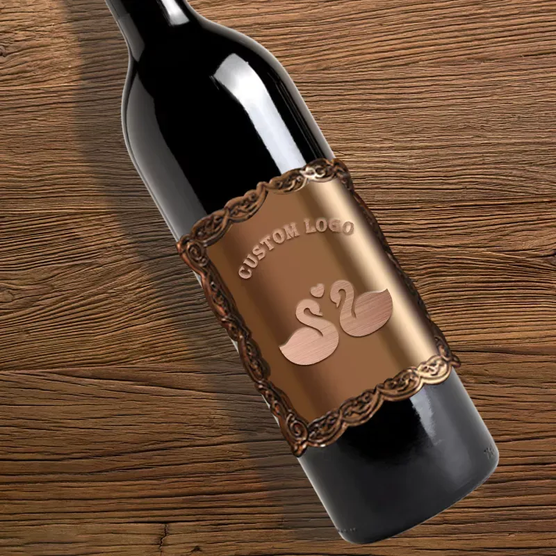 Autocollants d'étiquettes personnalisés, sur mesure, meilleure vente, impression de luxe, étiquette de vin en métal, vente en gros