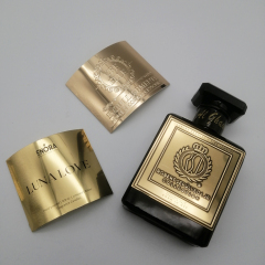 Étiquette de bouteille en aluminium personnalisée en relief, Logo en métal, autocollant en métal de parfum, étiquette de vin en métal, étiquettes de marque