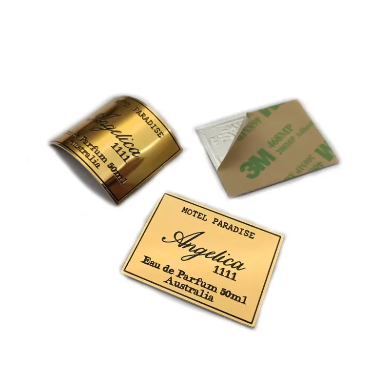 Nom Tages personnalisé 3D Logo autocollant en métal marque privée parfum étiquette de luxe autocollant pour bouteille de verre de parfum pour femme marque privée