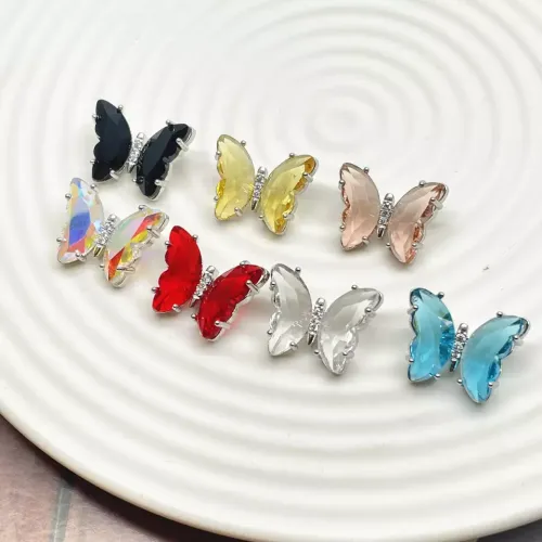 Fibbia con strass di cristallo, bottone con gambo in metallo, farfalla, bottoni con zirconi, decorazione fai da te, bikini, denim, per donna, accessori moda.