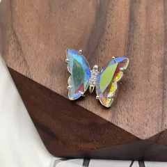Crystal Rhinestone Buckle Metal Shank Button Butterfly Zircon Buttons Diy Decor Bikini Denim For Women Fashion Cloth Accessories