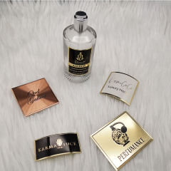 Name Tagges Custom Luxury Sticker Label Embossed Aluminum Stickers With Logo Cosmetic Private Label Metallic Sticker For Perfume Bottle