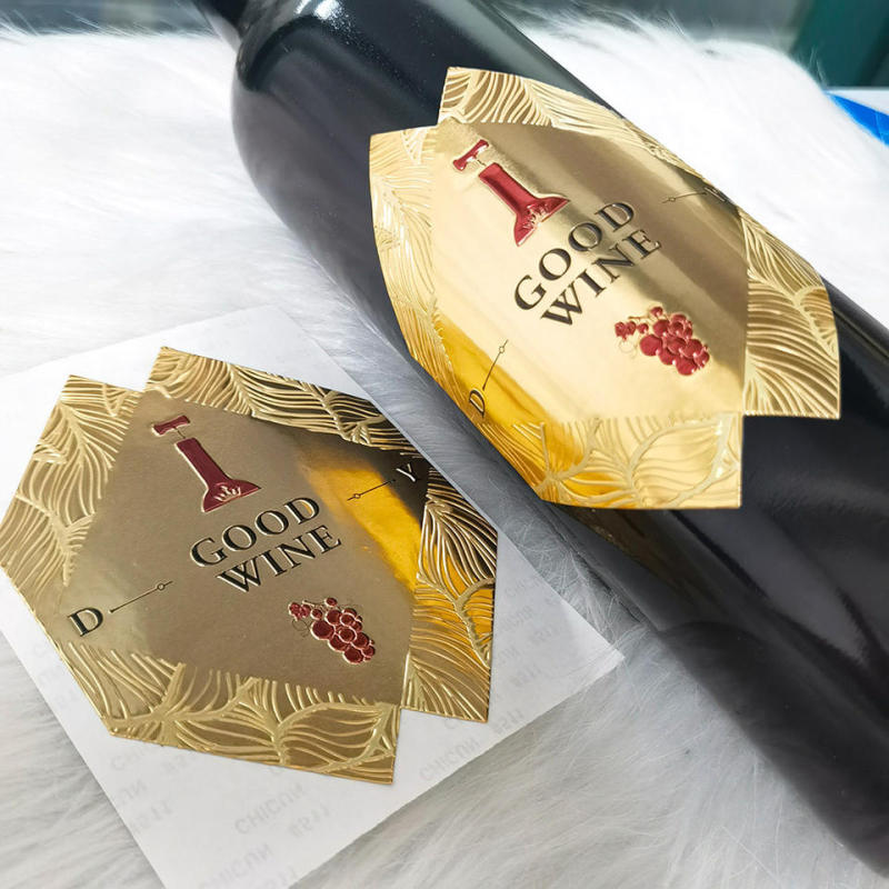 Étiquette métallique personnalisée pour bouteille de vin, étiquette autocollante en aluminium gravée pour bouteille de vin de parfum, pour Logo de marque privée