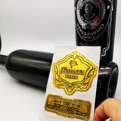 Étiquette métallique personnalisée pour bouteille de vin, étiquette autocollante en aluminium gravée pour bouteille de vin de parfum, pour Logo de marque privée