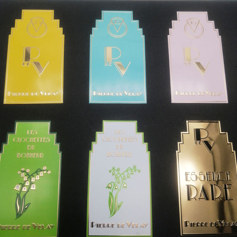 Custom Tagges OEM Name Label Aluminum Metal Luxury Design Embossed gold Candle Label Logo Perfume Sticker Logo Sticker