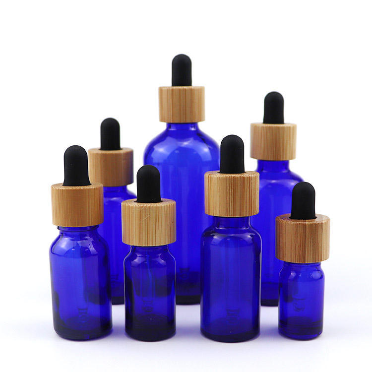 30ML 1OZ Cosmetic cCuticle Hair Essential Oil Bottles 30ml Frosted Black Glass Dropper Bottle With Bamboo Lid Top