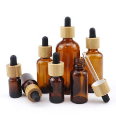 30ML 1OZ Cosmetic cCuticle Hair Essential Oil Bottles 30ml Frosted Black Glass Dropper Bottle With Bamboo Lid Top