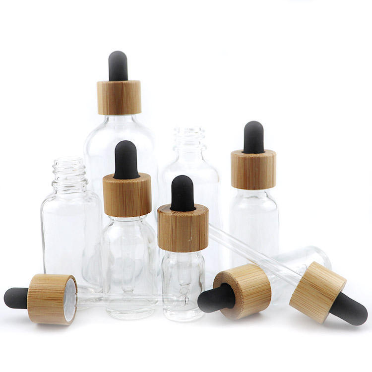 30ML 1OZ Cosmetic cCuticle Hair Essential Oil Bottles 30ml Frosted Black Glass Dropper Bottle With Bamboo Lid Top